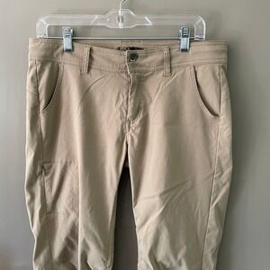 prAna Halle Hiking Pants Tan Khaki Women 8 Short Inseam Roll Up Cargo Outdoor